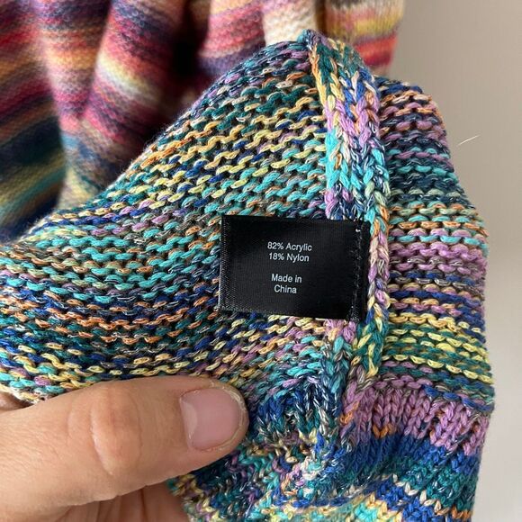 Lane Bryant Mutlicolor Short Sleeve Open Knit Cardigan Size 26/28 plus size rain - Picture 5 of 7